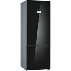 SERIE 6505 LITRE NO-FROST BOTTOM FREEZER COMBINATION GLASS DOORS BLACKSIDE PANELS STEEL LOOK