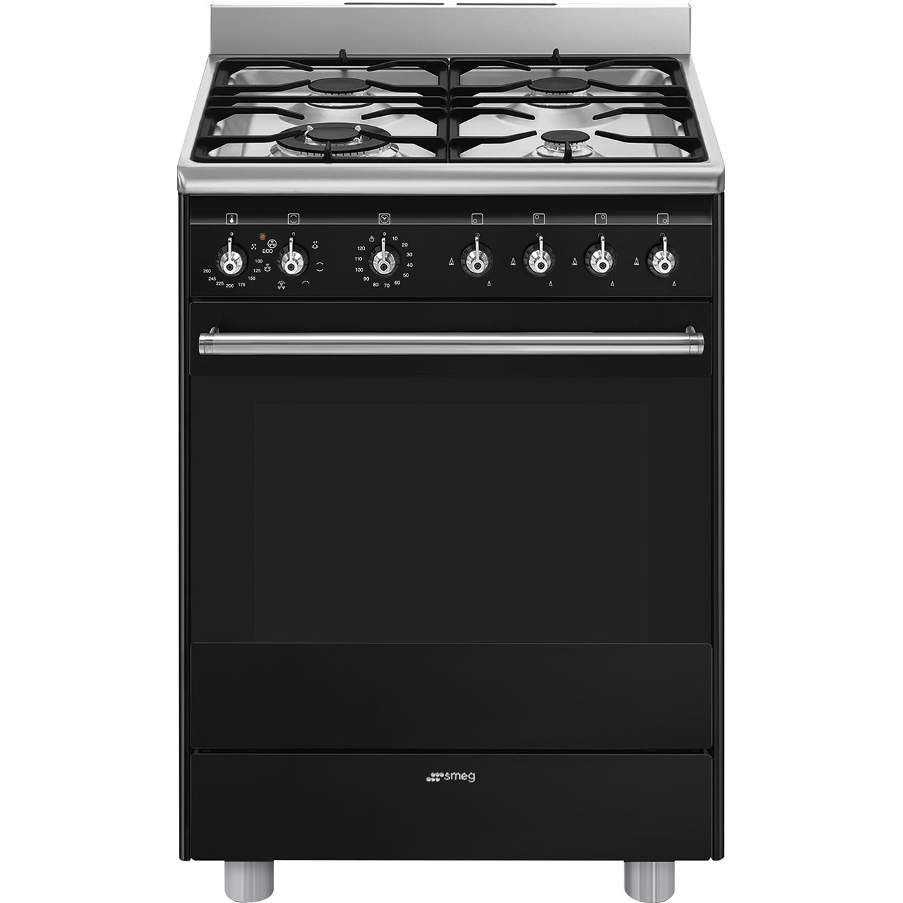 SMEG 60cm Glossy Black Gas / Electric Cooker - SSA60MBL2