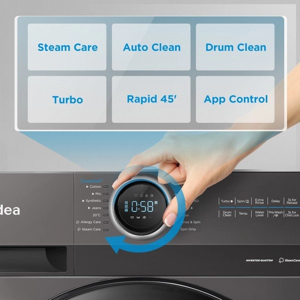 Midea 12kg Front Load Washing Machine – Titanium | Inverter Washer - Image 12