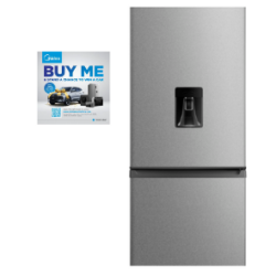 Midea 262L Bottom Mount Fridge Freezer with Water Dispenser | Silver