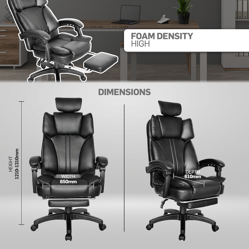 Everfurn Emperor High Back Chair | Black PU Executive Office Chair - Image 3