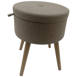 Sophie Round Storage Stool Brown | Wooden Legs Storage Stool