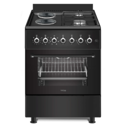 TOTAI 60cm 2 Gas & 2 Electric Stove & Electric Oven Black Hybrid Cooker - 03/T400GE