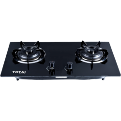 TOTAI 60cm 2 Burner Gas-on-Glass Black Hob - 26/GOG2BNR