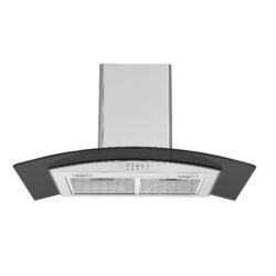 Falco 90cm Curved Black Glass Wall Mount Extractor - FAL-90-38SG-B