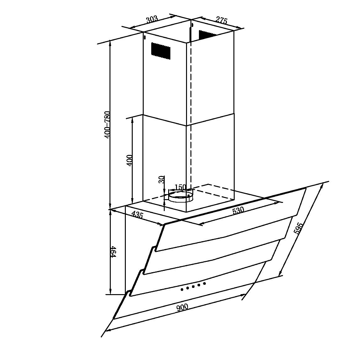 Falco 90cm Black Glass Wall Mount Extractor | Premium Cooker Hood - FAL-90-S03D3 - Image 8